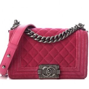 Chanel Velvet Quilted Small Boy Flap Fuchsia